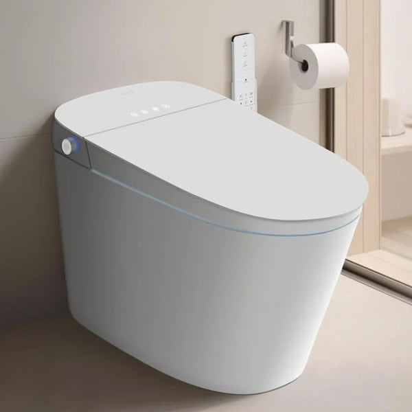 Smart Bidet Toilet Built in Tank,Comfortable Seat Height, Dual Flush Elongated Toilet Bidet, Foot Sensor Flush/Open Seat