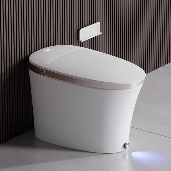 Smart Bidet Toilet with Foam Shield Splash Proof,Flash Drying,Off seat Auto Flush, Foot Kick Flush