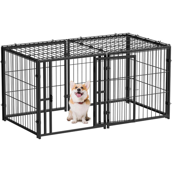 Suchown Dog Crate for Small to Large Dogs, Indoor Dog Kennel with Playpen, Pet Cage, 48 L  25.6 W  24 H