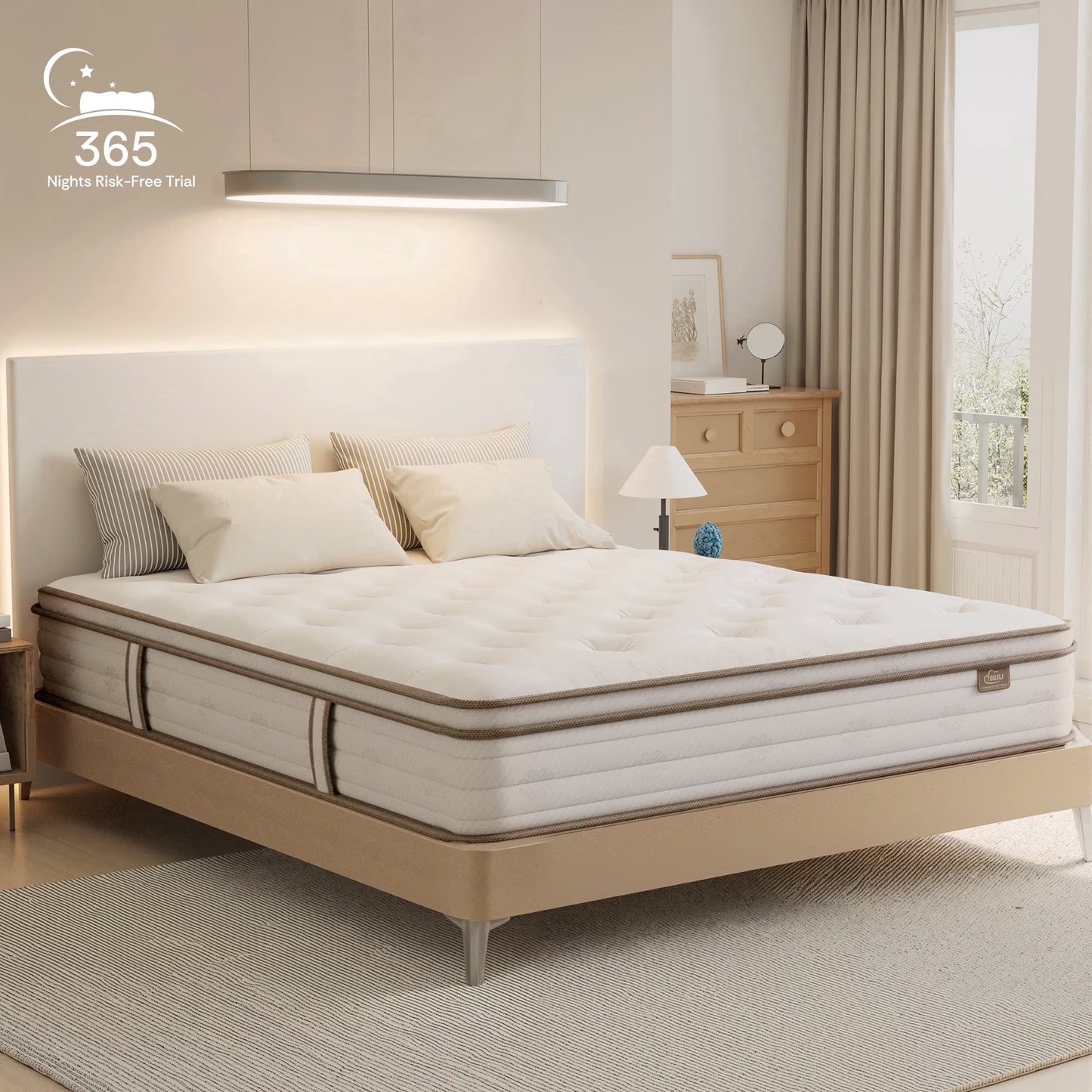 Spanspace 10" Twin Gel Memory Foam Hybrid Mattress with Pocket Springs, Medium Comfort, Pressure Relief and Motion Isolation, CertiPUR-US Certified, 100-Night Trial