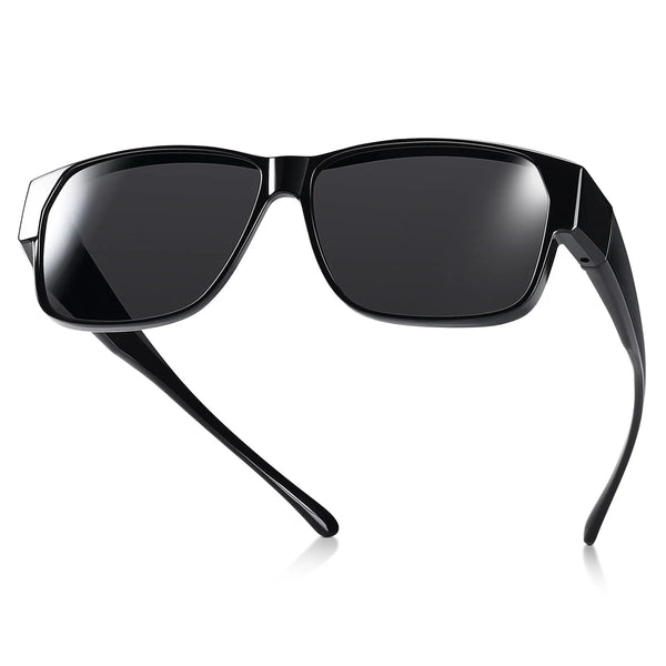 TINHAO Fit Over Glasses Sunglasses for Men Polarized UV Protection Wrap Around Sun Glasses for Driving