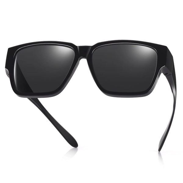 TINHAO Polarized Fit Over Glasses Sunglasses Trendy Square Wrap Around Shades for Women Men UV Protection