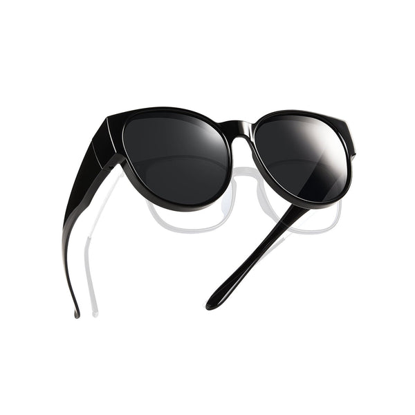 TINHAO Polarized Fit Over Glasses Sunglasses for Women Men Trendy Cat Eye Wrap Around Shades UV Protection
