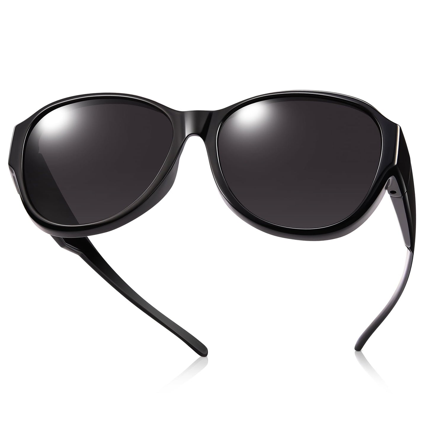 TINHAO Polarized Sunglasses Over Glasses, Wrap Around Cat Eye Sun Glasses Fit Go Over Shades for Driving