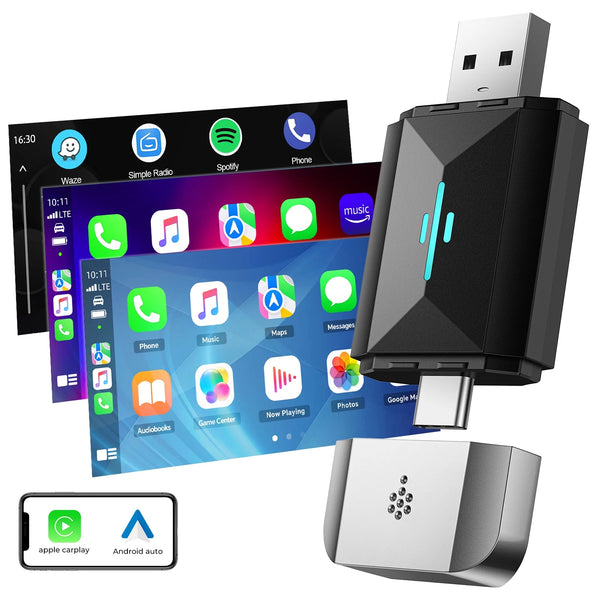TOGUARD 2 in 1 Wireless CarPlay Apple CarPlay & Android Auto Car Adapter, with WiFi Bluetooth Plug and Play Converts Wired to Wireless for OEM Factory Wired Type-C/USB Adapter