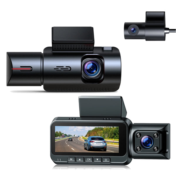 TOGUARD 3 Channel Dash Cam Front and Rear Inside with, 4K Car Camera Built-in GPS IR Night Vision Dash Camera with Loop Recording, G-Sensor, Parking Monitor