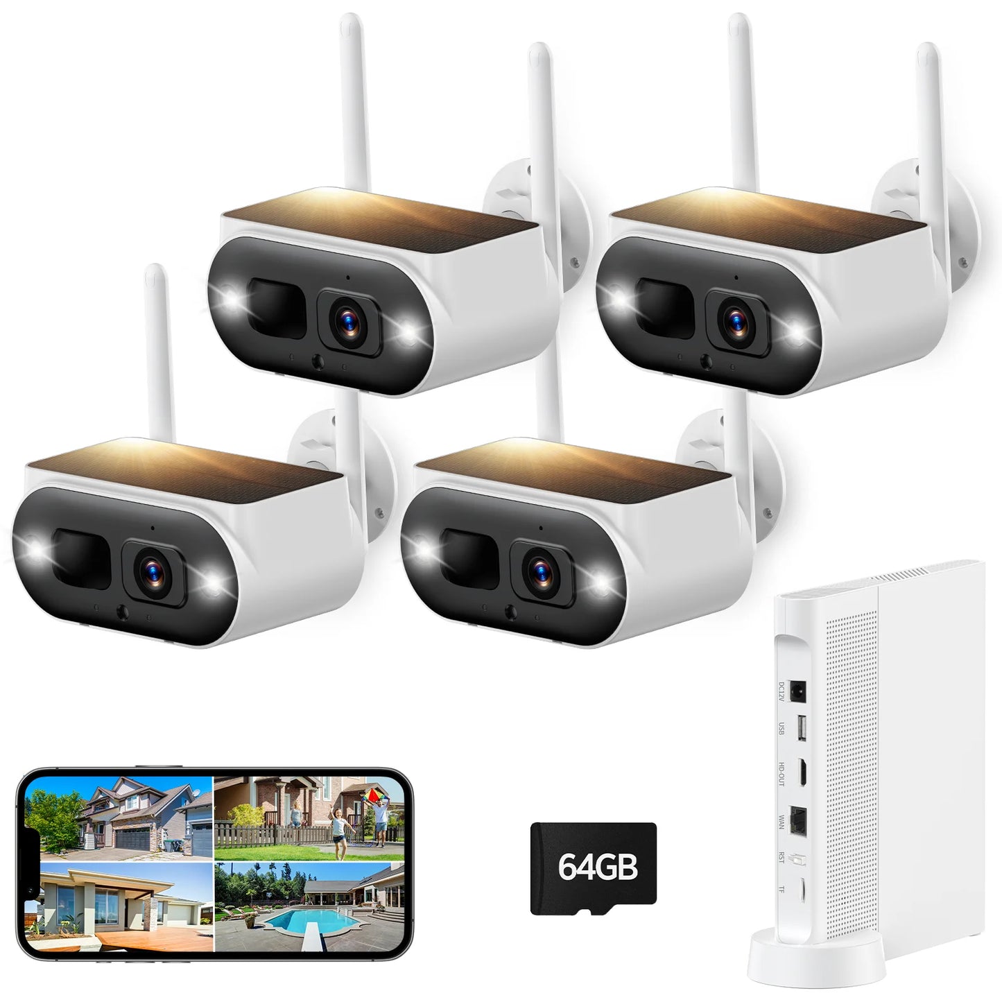 TOGUARD SC51 10CH 4MP Solar Wireless Security Camera System Outdoor with NVR, CCTV Camera Security System HDMI Output