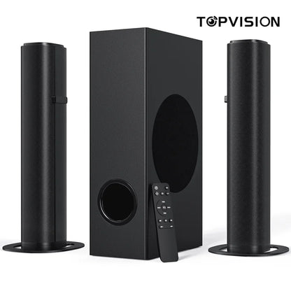 TOPVISION 4.1ch Sound Bar with Subwoofer, 120W Separable Sound Bar for TV with 4 Drivers, USB/AUX/Coaxial/Optical/HDMI/Bluetooth Connect, SD01