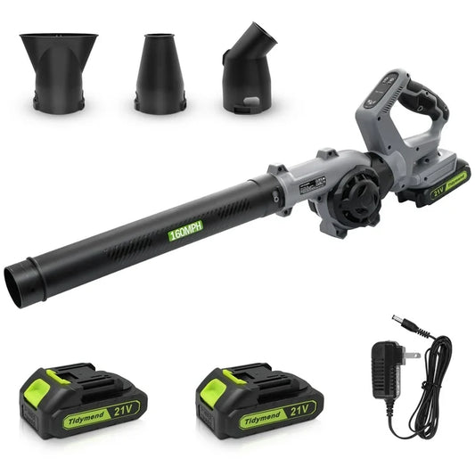 Sentryse Leaf Blower 20V 190CFM 160MPH Electric Leaf Blower Cordless with 2 Batteries and Charger, 3 Speed Modes, 3 Blowing Nozzles for Lawn Care, Blowing Leaves, Patio