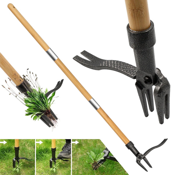 Sentryse Weed Puller Tool Stand up Weeder  Root Puller with Long Handle, 40 Inches, 4 Claw Head Design, No Bending/Kneeling
