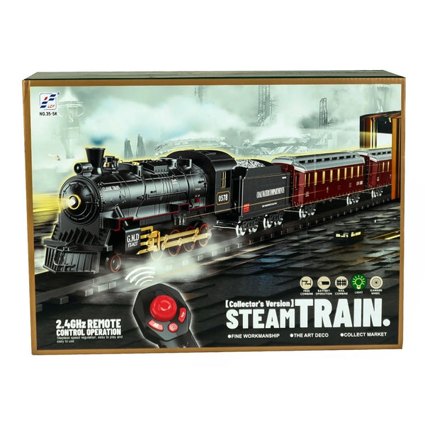 Train Set with Remote Control,Electric Train Track Around Christmas Tree W/Cargo Vehicle,Light & Sounds,Alloy Steam Locomotive Engine Train Toy Gift for Boys Girls 4 5 6 7 8 9 10