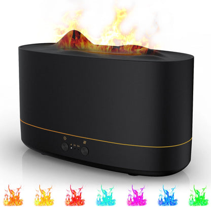 VAVSEA Flame Diffuser Humidifier, 7 Color Essential Oil Diffuser, 200ml Time Setting for Home, Room, Black