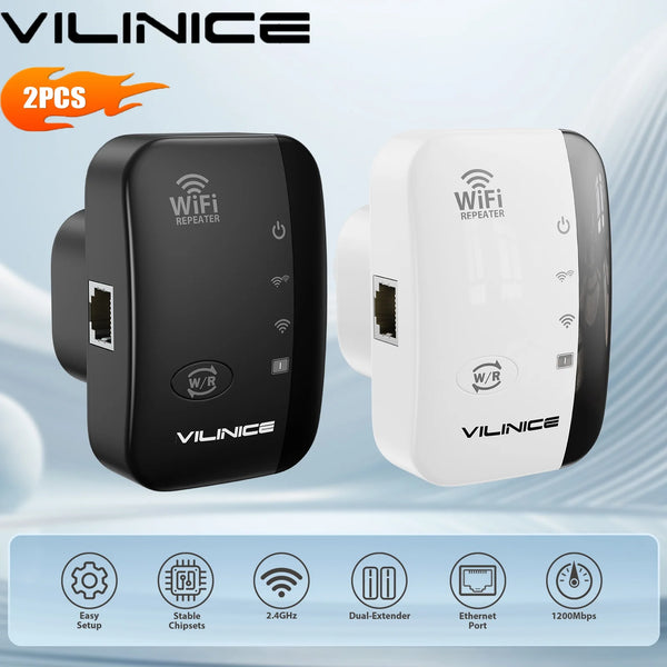 VILINICE AC1200 Dual Band Wi Fi Extender, Coverage up to 3000 sq ft, 2 Count, 2 Pack