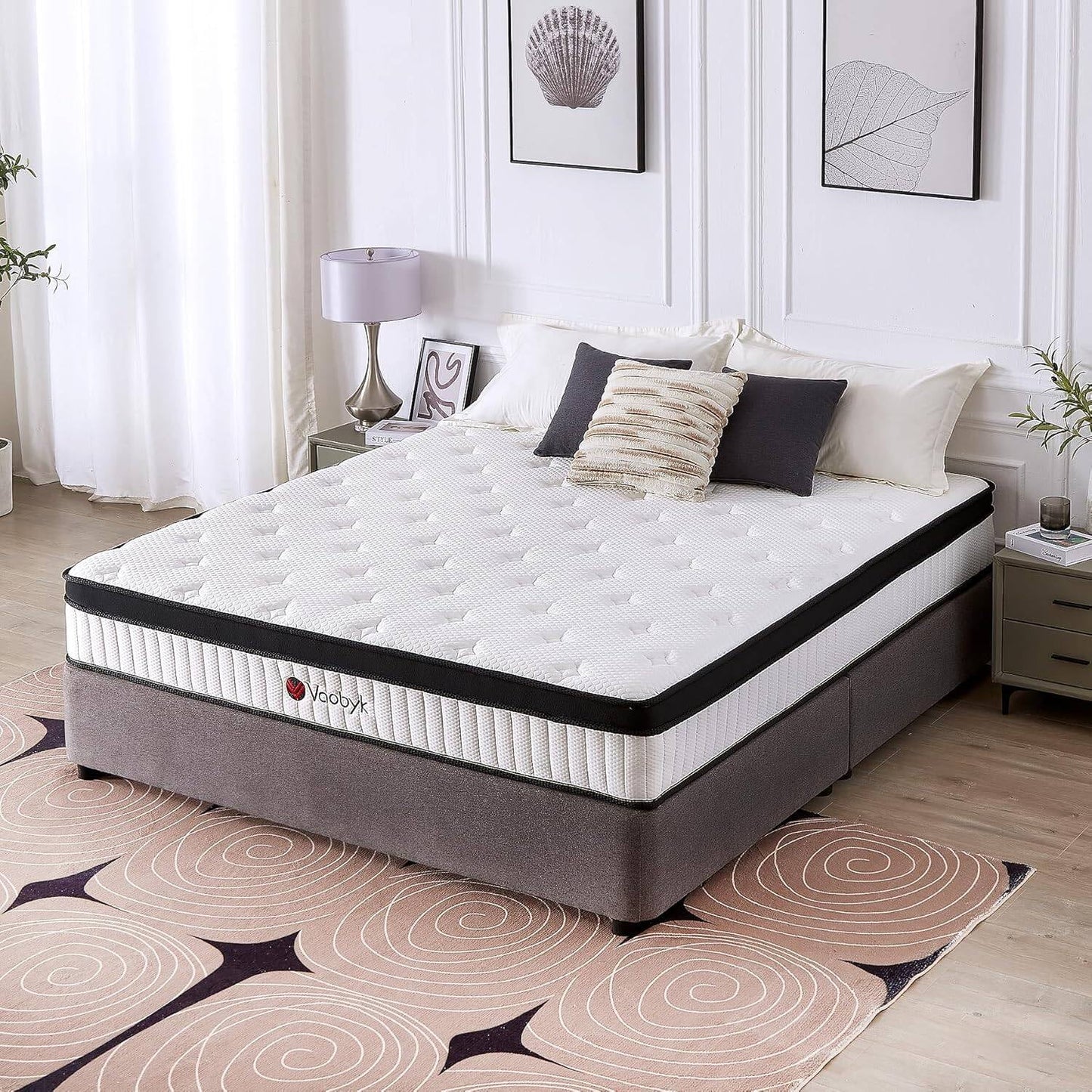 Vaobyk Queen Mattress, 12 inch Hybrid Queen Mattress in a Box, Memory Foam Mattress with Pocket Springs, Pressure Relief & Motion Isolation, CertiPUR-US Certified, Medium Firm