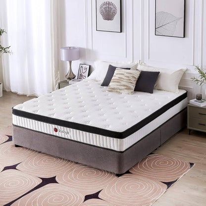 Vaobyk Queen Mattress, 12 inch Hybrid Queen Mattress in a Box, Memory Foam Mattress with Pocket Springs, Pressure Relief & Motion Isolation, CertiPUR-US Certified, Medium Firm
