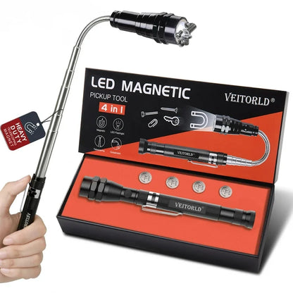 Veitorld Extendable Magnetic Flashlight, LED Telescoping Magnet Pickup Tool, Anniversary Birthday Gifts Idea for Men Dad Husband Women Grandpa Brother Boyfriend, Cool Gadgets Stuff