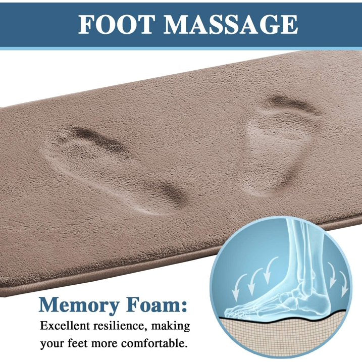 XIECUVA Memory Foam Bathroom Rugs, Non-Slip Bath Rugs, Machine Washable Bathroom mats, Super Absorbent Velvet Bath Mats，Easier to Dry for Bathroom Floor Rugs (17"×24", Dark Grey)