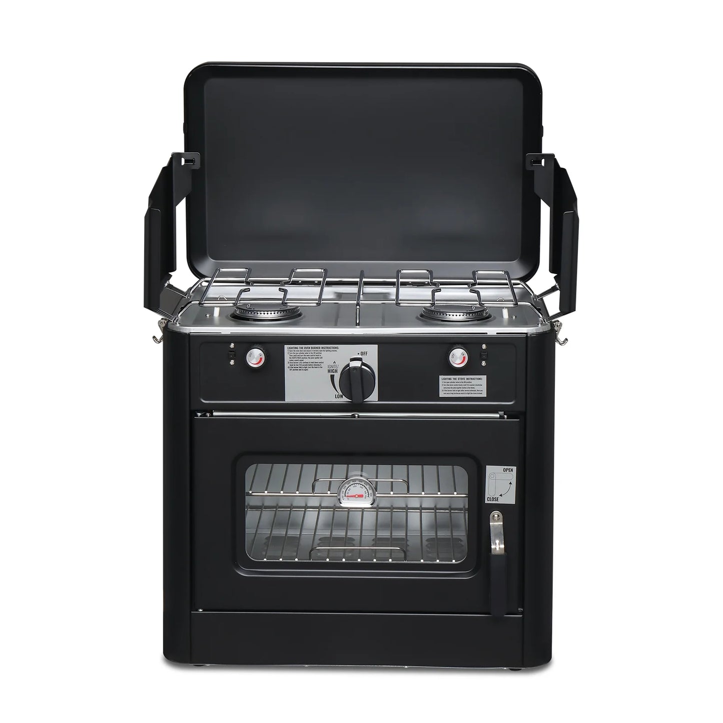 Zintown 2-in-1 Gas Burner & Oven Propane Stove Camping Portable Oven 2 Burner w/ Windpanel