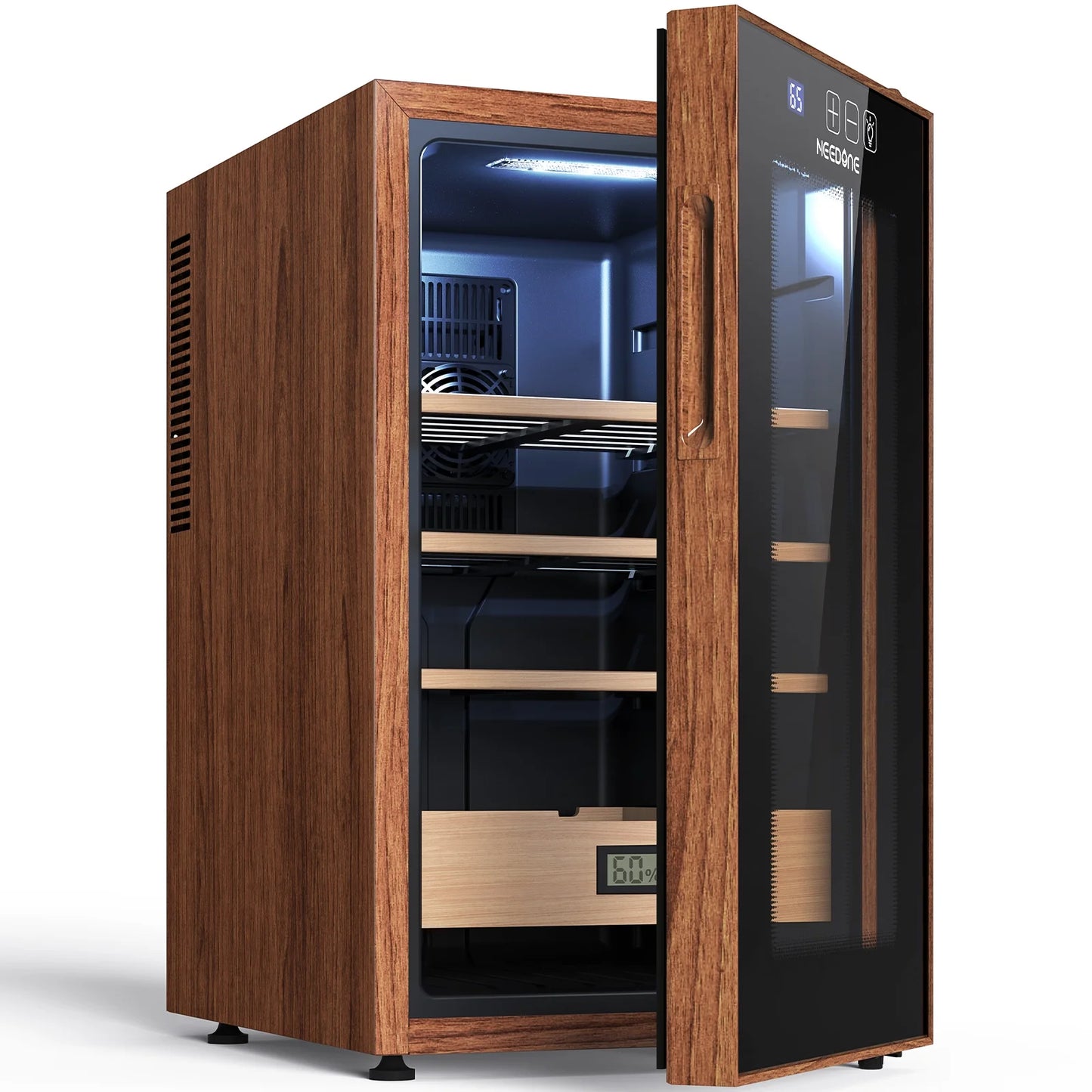 NEEDONE 48L 300 Counts Electric Cigar Humidor ,Cooling and Heating Temperature Control ,With Spanish Cedar Wood Shelves & Hygrometer,Father's Day Gift for Men