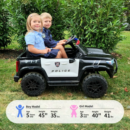 Hikiddo 12V Ride on Toy Truck, 2 Seater Kids Electric Cars for Girl Boy with Remote, Megaphone - Black