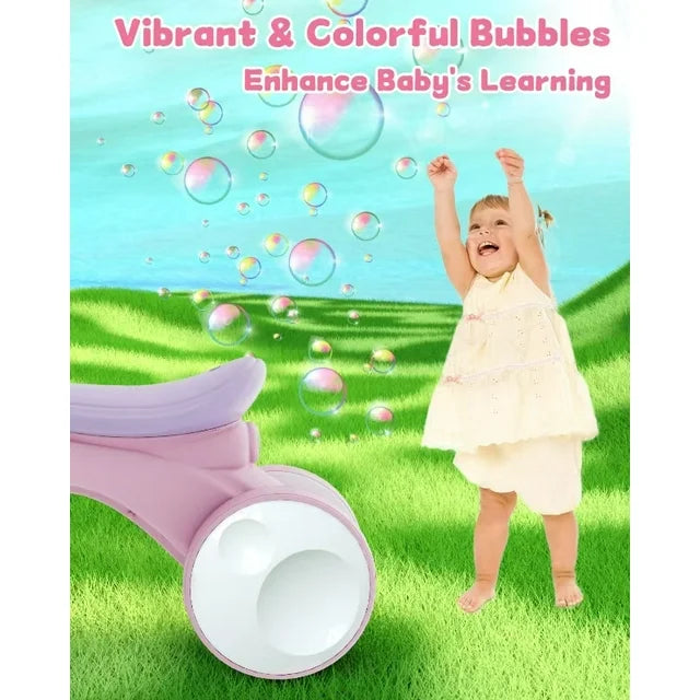 Baby Balance Bike for 1-2 Year Old Boys Girls, 4 Wheels Balance Bike with Lights & Sounds, Best Birthday Gift for Toddler, Toys for Baby Walker(Pink)