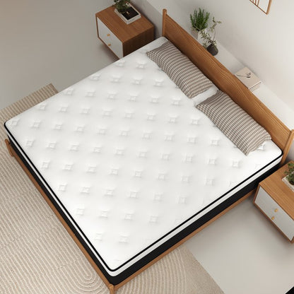 Kviwasha Queen 12 inch Hybrid Memory Foam Mattress in a Box Medium Firm Soft and Breathable, Queen Size
