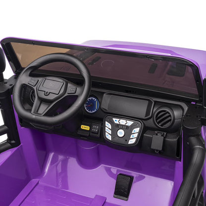 Hikiddo 24 Volt Ride on Toys for Big Kids, 4WD 2 Seater Kids Electric Ride-on Truck Car w/ Remote, 4x200W Motor - Purple