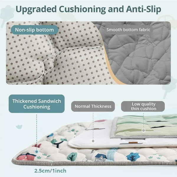 Baby Play Mat, Caveen Thicken Soft Cotton Baby Playmats, Foldable Anti-Slip Floor Crawling Playmat Playpen Mat for Infants and Toddlers, 50x50, Grey