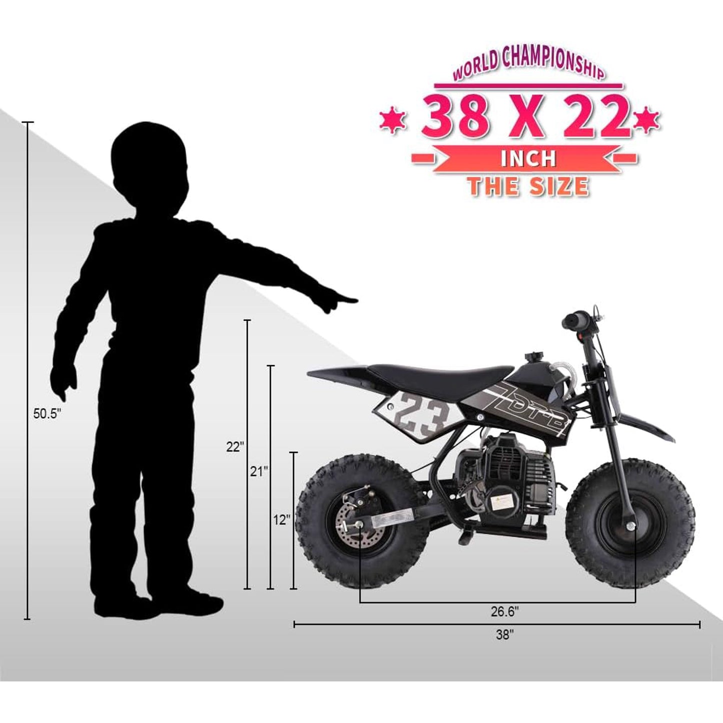 Sunderwell DB5 Gasoline 50CC Dirt Bike, PINK