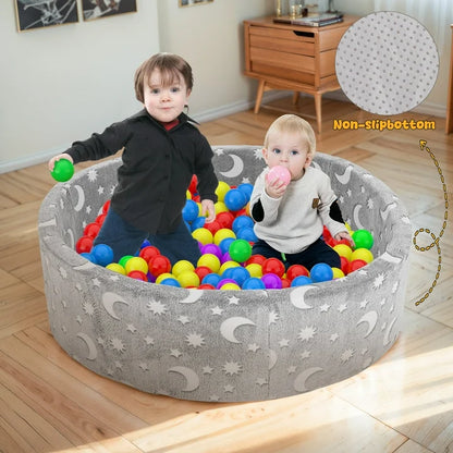 iYofe Giant Foam Ball Pit for Toddlers 1-3, 49.2” Glow-in-the-Dark Indoor Playpen – Huge Baby Ball Pit for Parties, Piscina de Pelotas para Bebés (Balls Not Included)