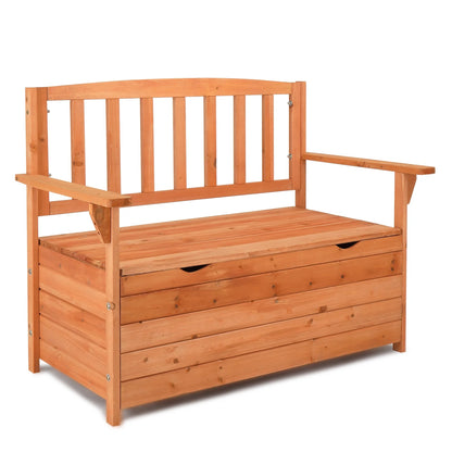 Zimtown Outdoor Storage Bench Deck Box for Patio Furniture, Front Porch Decor and Outdoor Seating - Cedar