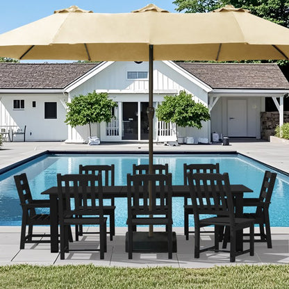 Greforg 9 Piece plastic wood Patio Outdoor Dining Set,with a table and chairs,black