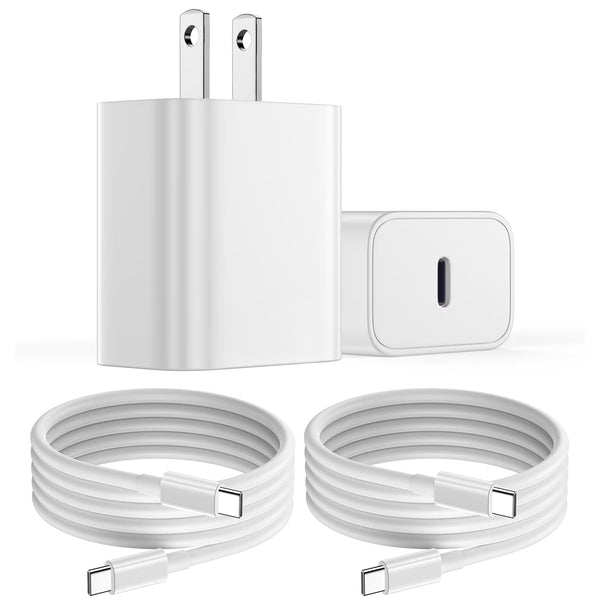 iPhone 17 16 15 Charger USB C Charger, [MFi Certified] 2 Pack 20W PD White Fast Charger Block with 6FT USB C Cable Compatible with iPhone 17/16/15, iPad, Galaxy, Android