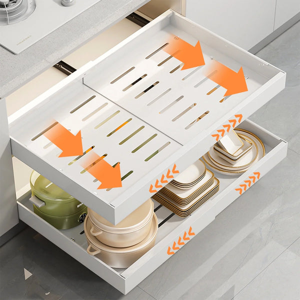 stusgo 2 Pcs Expandable Pull out Cabinet Organizer, Adjustable Slide out Drawers(12.6-20.5in)