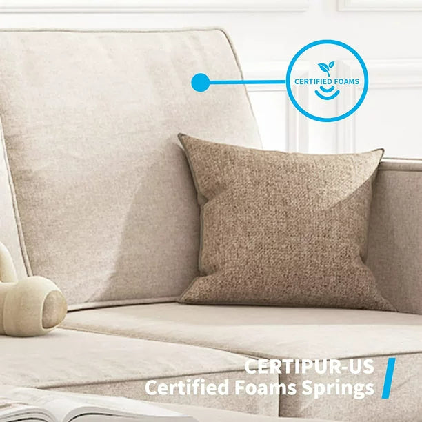 Mjkone Convertible Sectional Sofa Couch with Storage Ottoman, 3 Pcs Couch Set with Storage Pockets, Sectional Couches for Living Room, 3-Seater + Ottoman + 1-Loveseat (Beige)