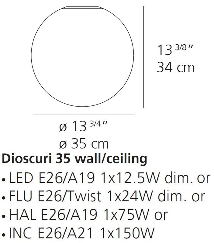 Dioscuri Wall/Ceiling Light