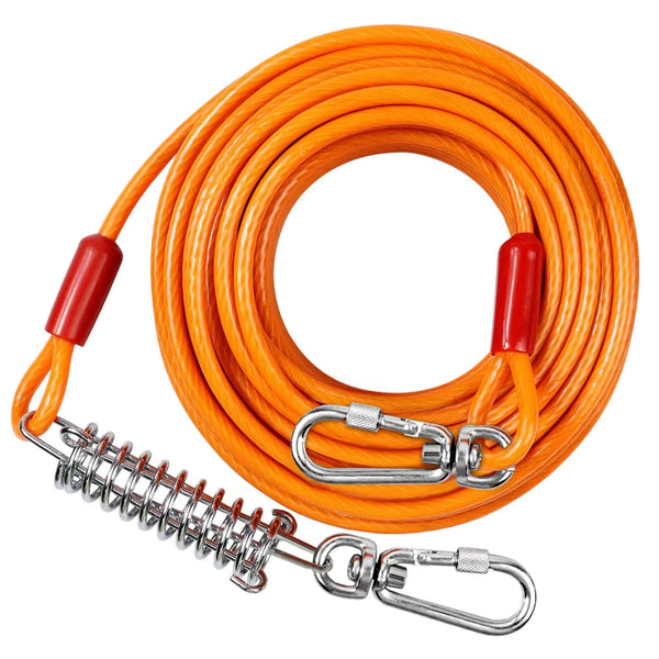 Tie Out Cable for Dogs, Extra Thick Dog Runner for Yard Camping, 30/50ft Dog Run Leash with Spring, Dog Lead for Dogs Up to 125/250lbs, Orange