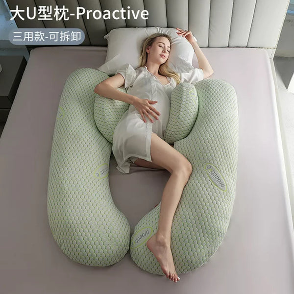 Pregnancy Pillows, Adjustable Full Body Pillow for All Pregnancy Stages, Ergonomic U-Shaped Body Pillow for Pain Relief and Support, Green