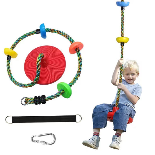 Swing Set for Kids, Jorocks Outdoor Tree Swing with 6.6ft Strap Single Disc Seat, Rainbow Climbing Rope Swing for Kids for Outside Treehouse Playground