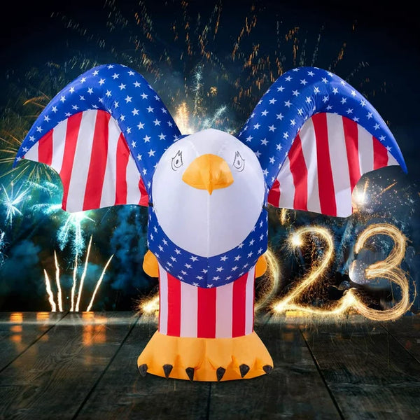 6Ft Independence Day Inflatable, 4th of July Inflatable American Bald Eagle Blow up Inflatables Decorations for Veteran's Day Party Indoor Outdoor Garden