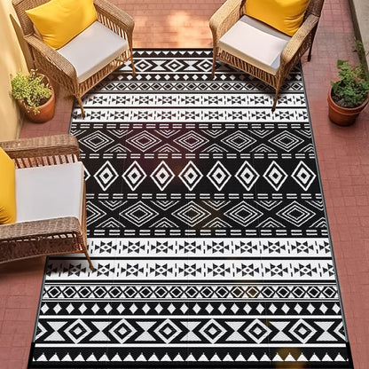 GOTGELIF 9x12 Outdoor Rug Plasti Straw Rug Bohemia Carpet Waterproof PP Tube Woven Portable Mat for RV,Patio Decor,Porch,Balcony,Picnic