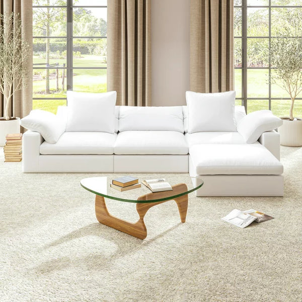 4-Piece Modular Sectional Sofa with Ottoman L-Shape 4-Seater Sofa Couch Modern Chaise Lounge for Living Room Off-white