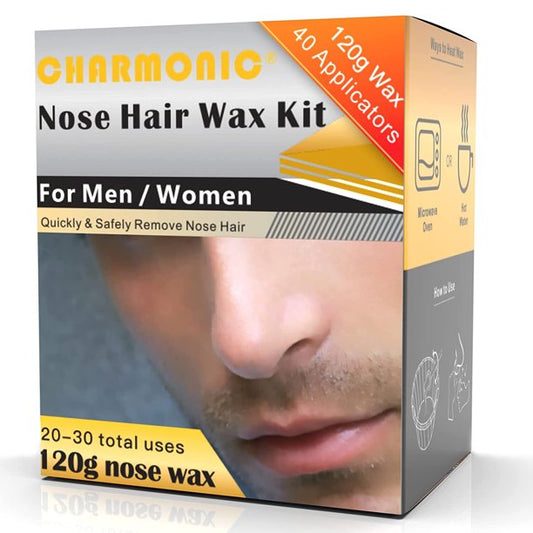 Charmonic 4.3oz/120g Nose Wax Kit for Men and Women, Quick & Painless Nose Hair Remover Wax with 40 Wax Applicator (20 Times Usage Count)