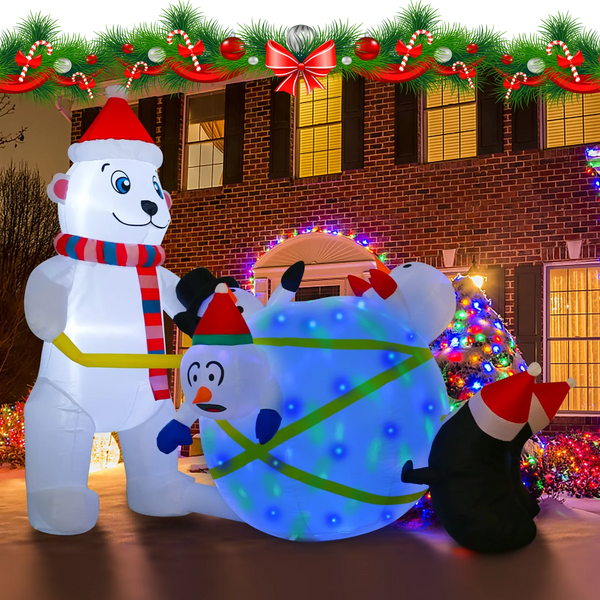 7 ft Christmas Inflatables with Colorful LED Lights Blow Ups Yard Inflatable Decorations