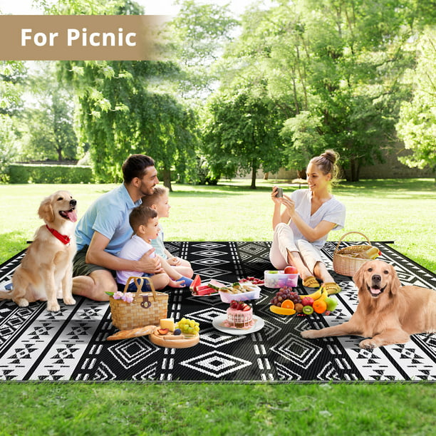 GOTGELIF 9x12 Outdoor Rug Plasti Straw Rug Bohemia Carpet Waterproof PP Tube Woven Portable Mat for RV,Patio Decor,Porch,Balcony,Picnic