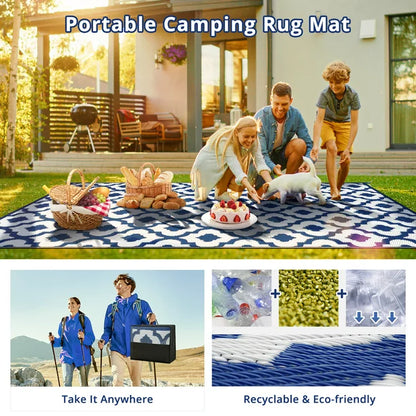 GOTGELIF 6x9 Outdoor Rug Waterproof Area Rugs Reversible Patio Rug Portable Rug with 4 Ground Nails for RV,Patio,Backyard,Deck,Picnic,Beach