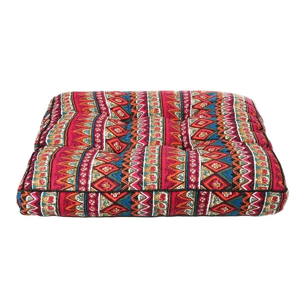 1PC Bohemian Outdoor Patio Chair Seat Pads, Square Floor Pillow, Kitchen Chair Seat Cushion Pads, Meditation Yoga Seating Cushion for Home Kitchen/Office/Garden Patio, 19.7" x 19.7" x 3.9"