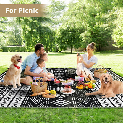 GOTGELIF 5x8ft Outdoor Bohemia Carpet Waterproof PP Tube Woven Picnic Mat for Patio Decor Porch Balcony Picnic Rug