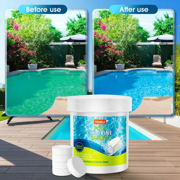 Melliful 0.3 inch Chlorine Tablets for Swimming Pool, 180Pcs, 0.44lb