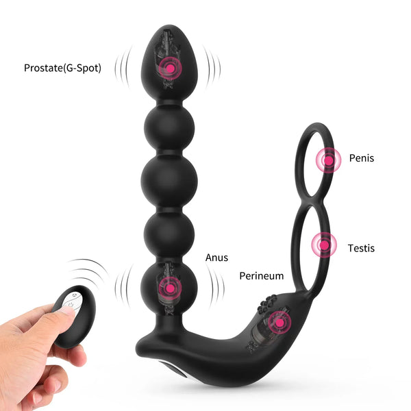 Anal Bead 10 Modes Adult Sex toys with Remote Control - 3-motor Anal Stimulator Vibrating Anus Plug for Men, Women and Couples